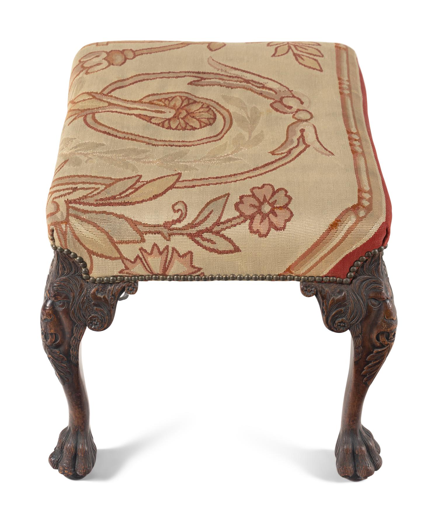 A George II Style Carved Mahogany Stool