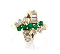 A 14 Karat Yellow Gold, Emerald and Diamond Ring, 2.80 dwts.