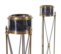 A Pair of Silvered and Gilt Brass Jardinière Stands in the Style of Maison Jansen