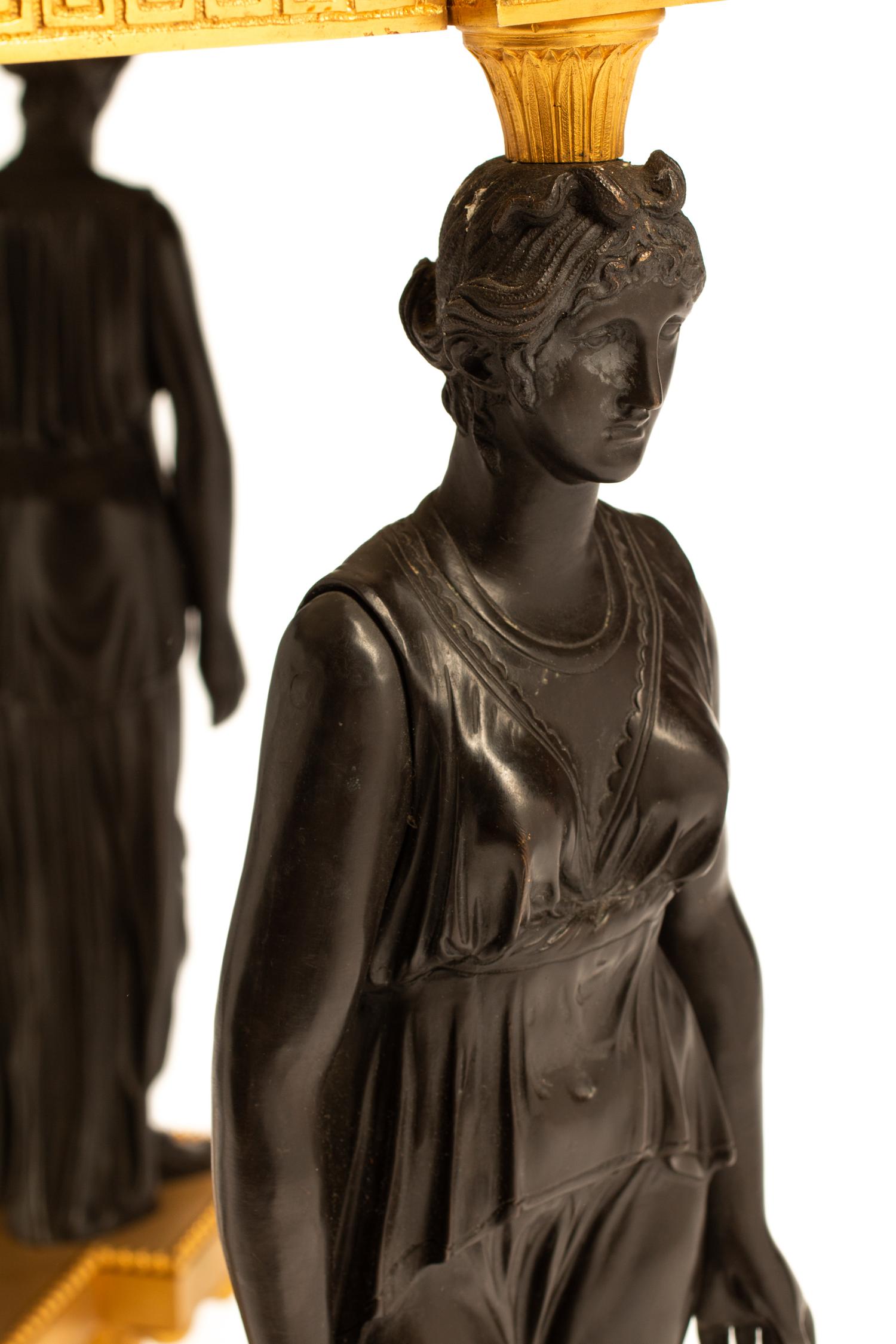 An Empire Style Gilt and Patinated Bronze Malachite-Top Table