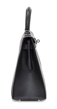 An Hermes Noir Epsom Sellier 28cm Kelly Handbag, 11" x 8.5" x 4".