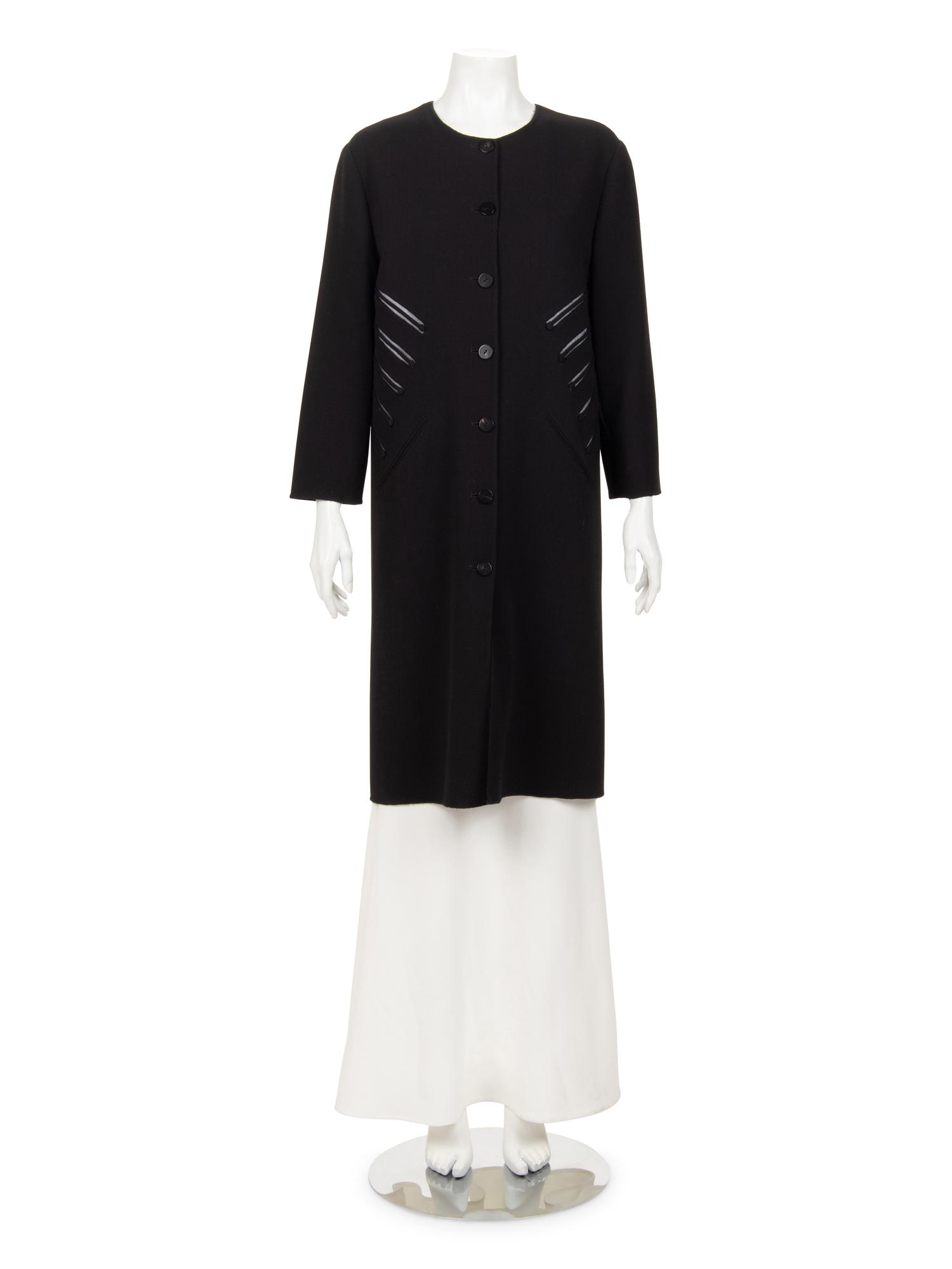Ralph Rucci Wool Crepe Coat with Knotted Piping Detail