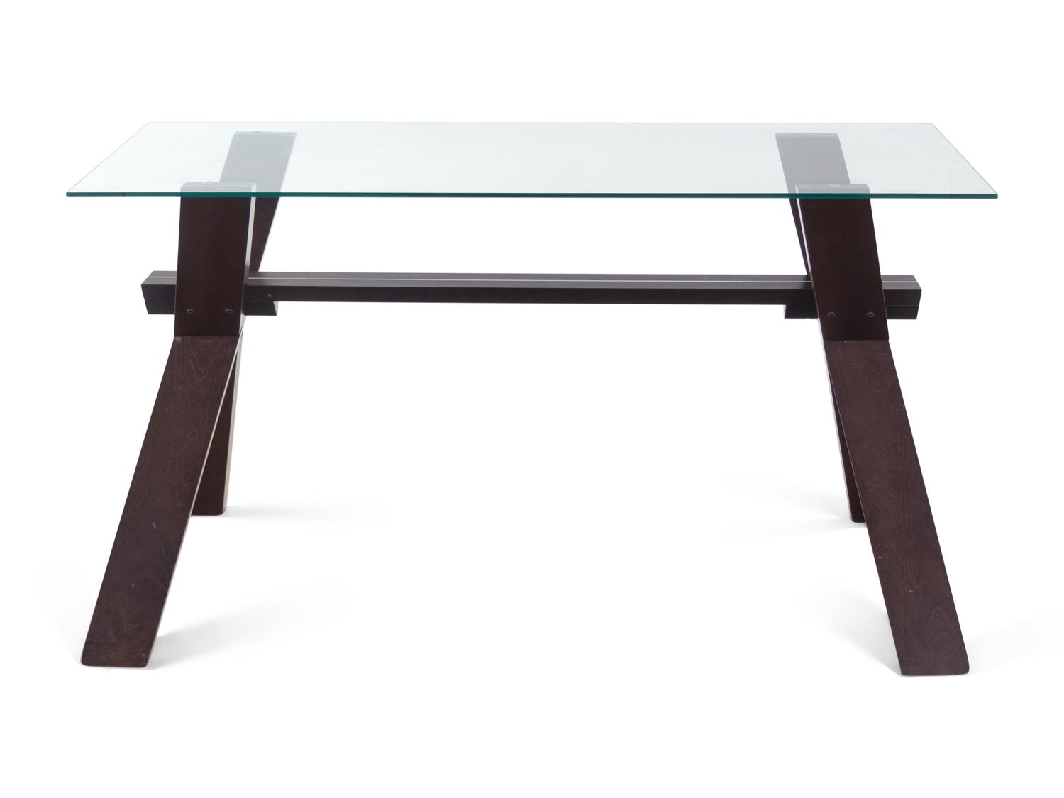 A Contemporary Glass-Top Desk with an X-Form Base