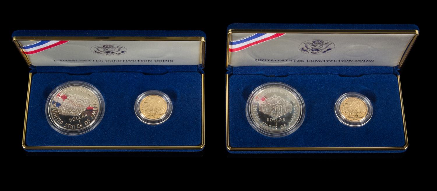 A Pair of United States 1987 Constitution: Bicentennial Two-Coin Set