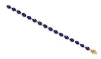 A 14 Karat Yellow Gold and Lapis Lazuli Bracelet, 4.6 dwts.