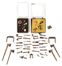 A Collection of Tools and Sporting Implements Length of longest axe 2 15/16 inches. — George W. Jones and others