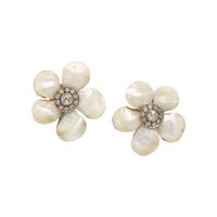 Keshi Pearl and Diamond Flower Earrings