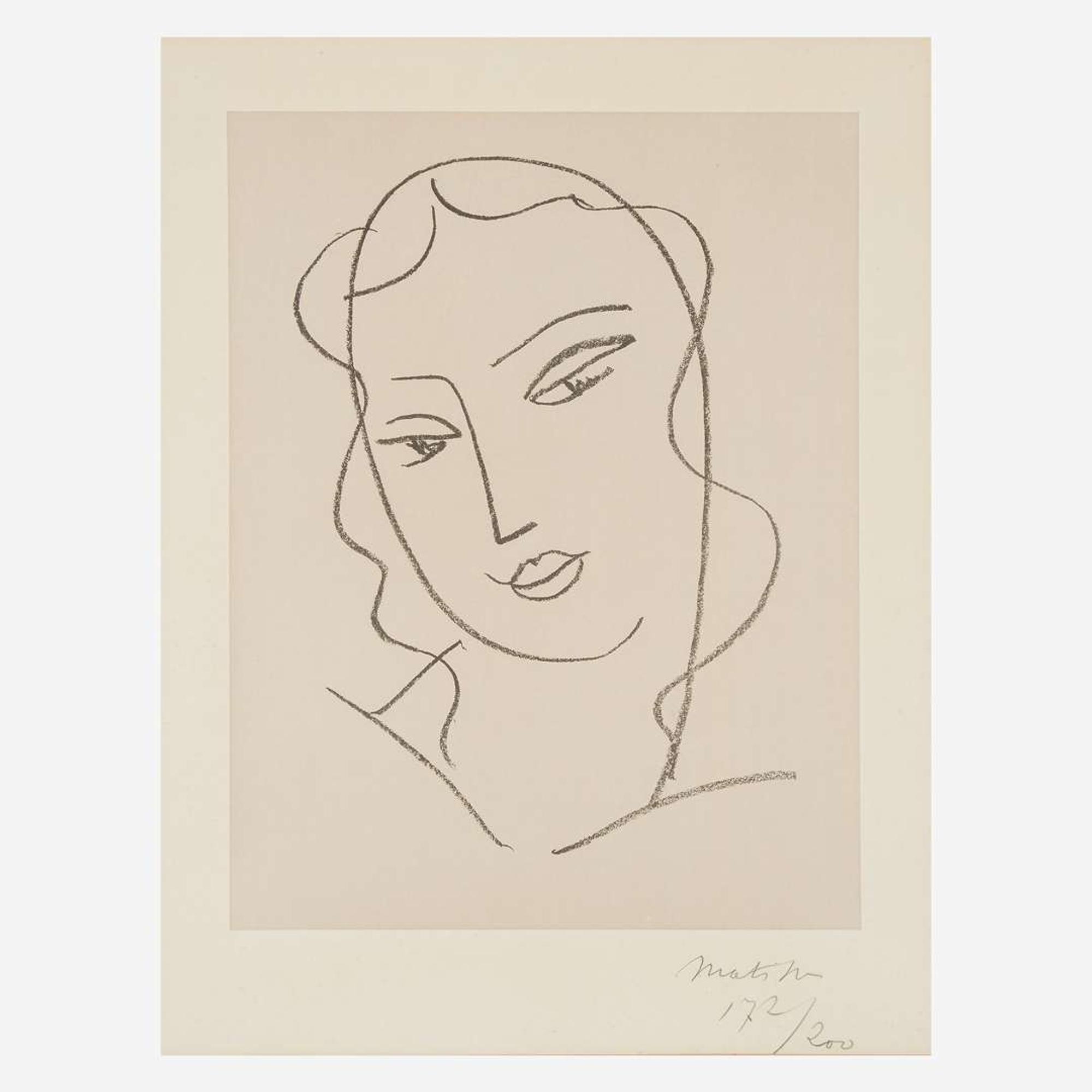Henri Matisse (French, 1869-1954) Étude pour la Vierge: Tête Voilée [Plate 351]