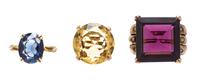 A Collection of Yellow Gold and Multigem Cocktail Rings, 14.80 dwts.
