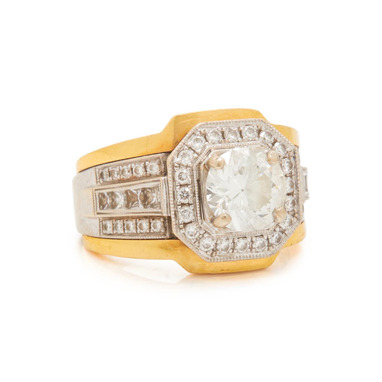 SIMON G., BICOLOR GOLD AND DIAMOND RING