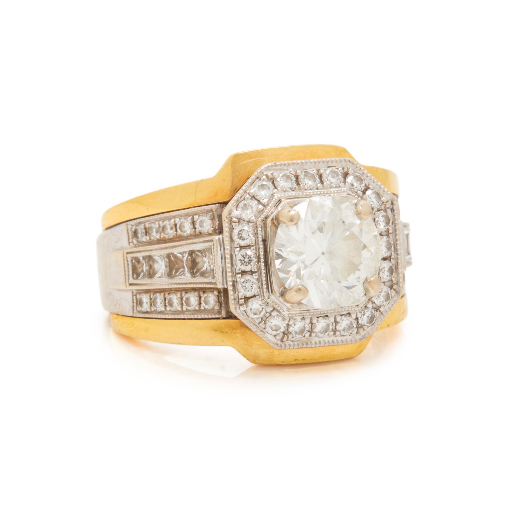 SIMON G., BICOLOR GOLD AND DIAMOND RING