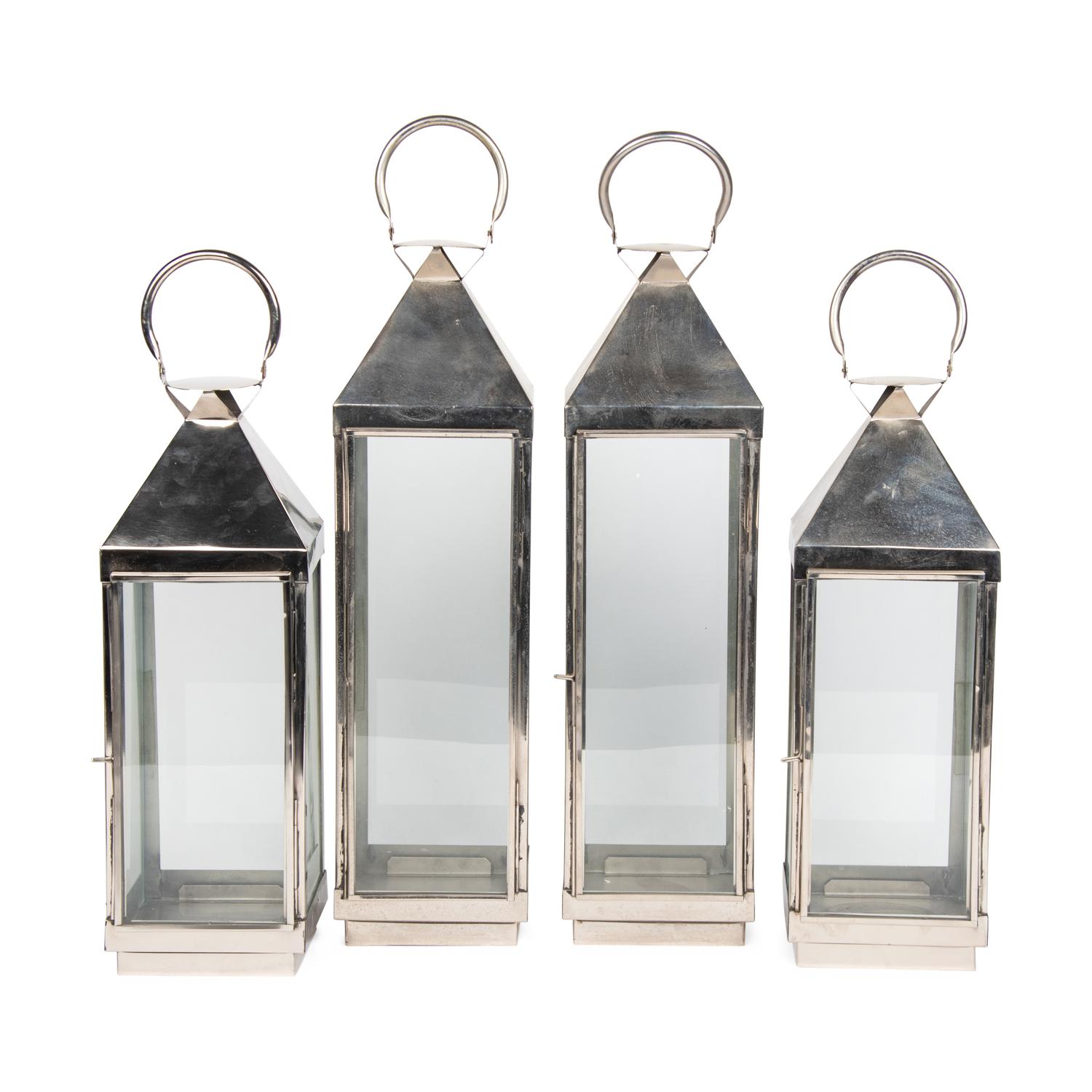 A Set of Eight Polished Nickel Lanterns