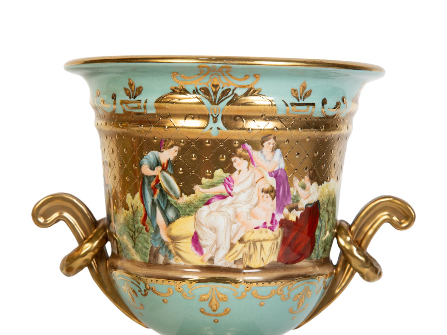 A Pair of Vienna Porcelain Urns with Classical Scenes