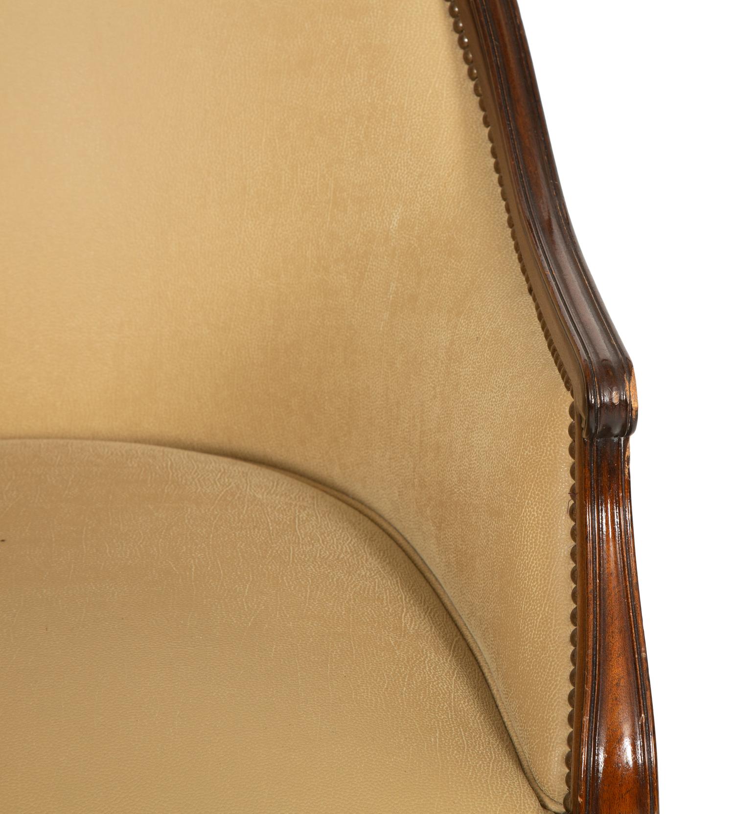 A Regency Style Mahogany Barrell Back Swivel Desk Chair