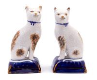Pair of Staffordshire Earthenware Figures of Cats