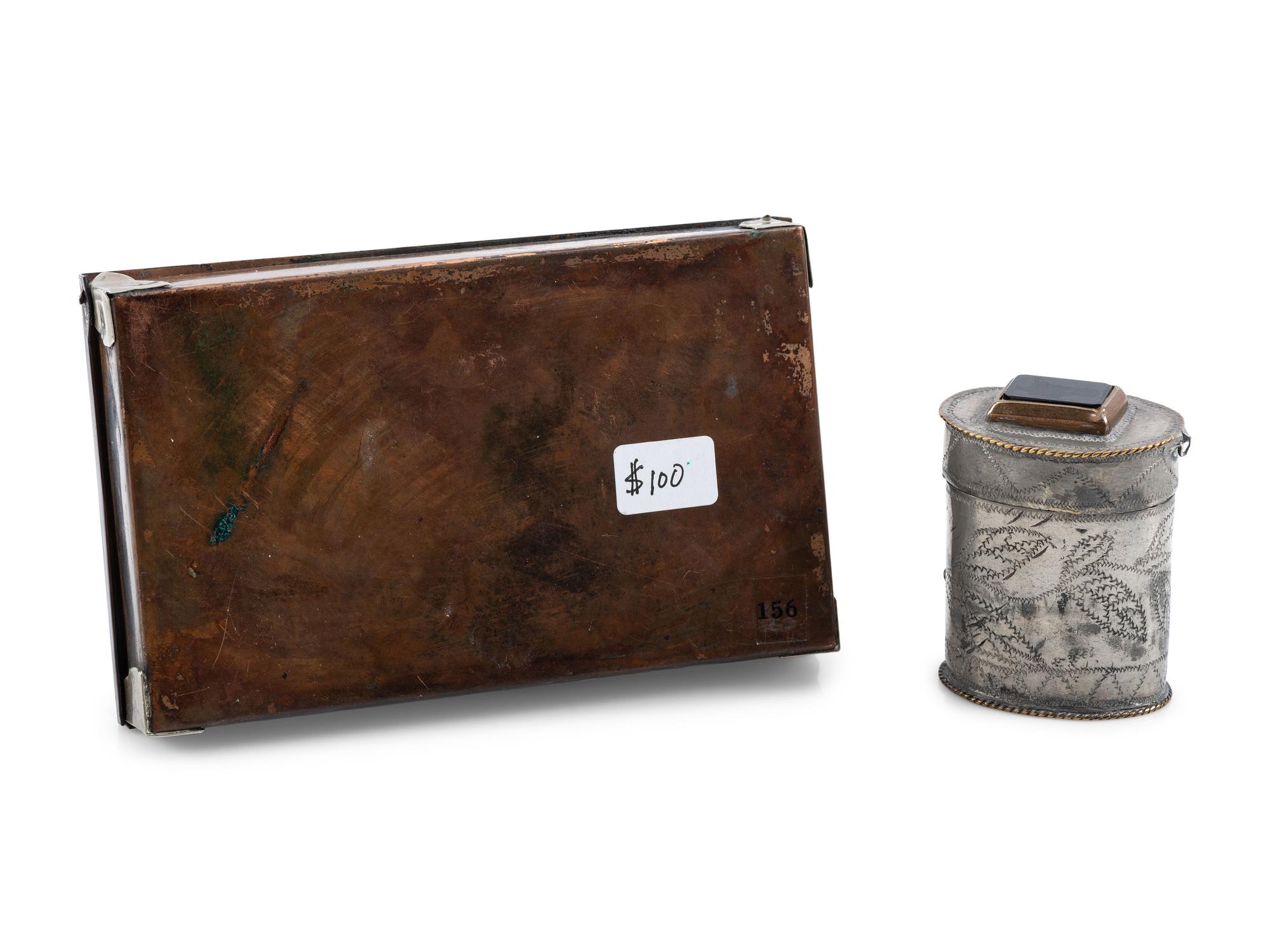 Southwestern Rocker Engraved Silver Box, Ex. Clay Lockett Collection, PLUS