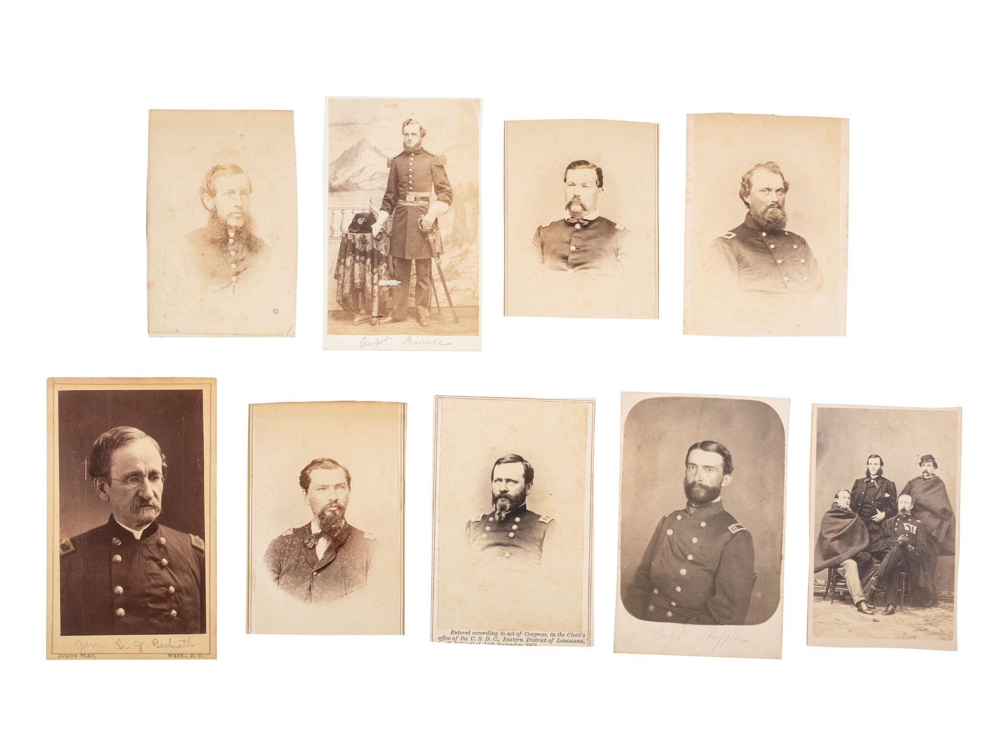 [CIVIL WAR - DEPARTMENT OF THE GULF - NAVY]. 32 CDVs of Union officers serving in the Department of the Gulf and the Navy, incl. General Edwin Griffin Beckwith and Lieutenant Joseph B. Smith, KIA aboard the frigate Congress .