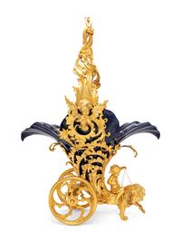 An Italian Gilt Bronze and Cobalt Glazed Ceramic Centerpiece