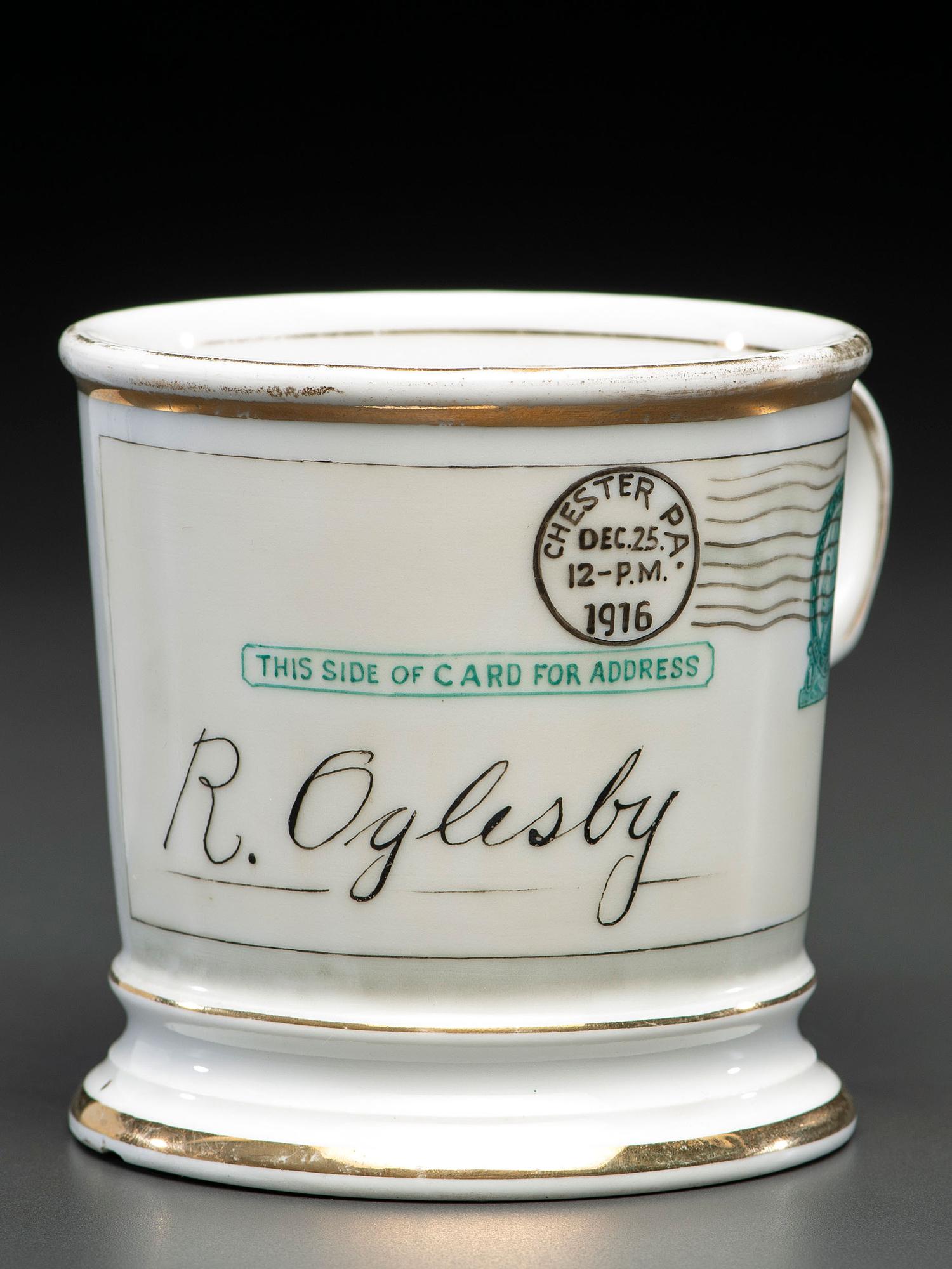 A Mailman's Porcelain Occupational Shaving Mug