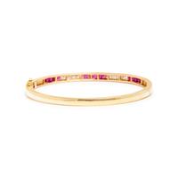 YELLOW GOLD, RUBY, EMERALD, AND DIAMOND BANGLES