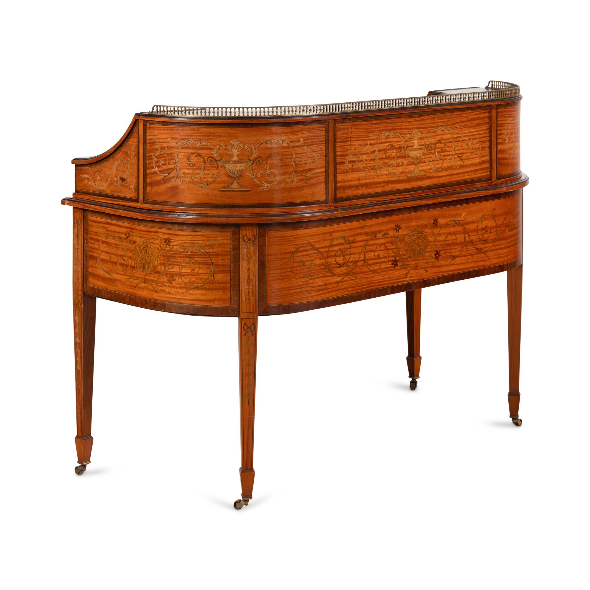 An Edwardian Satinwood and Marquetry "Carlton House" Desk