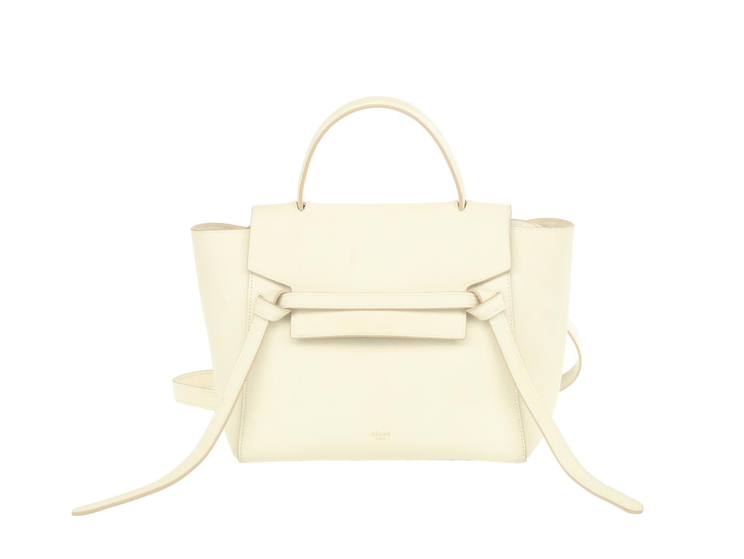 Céline White Nano Belt Bag in Grained Calfskin