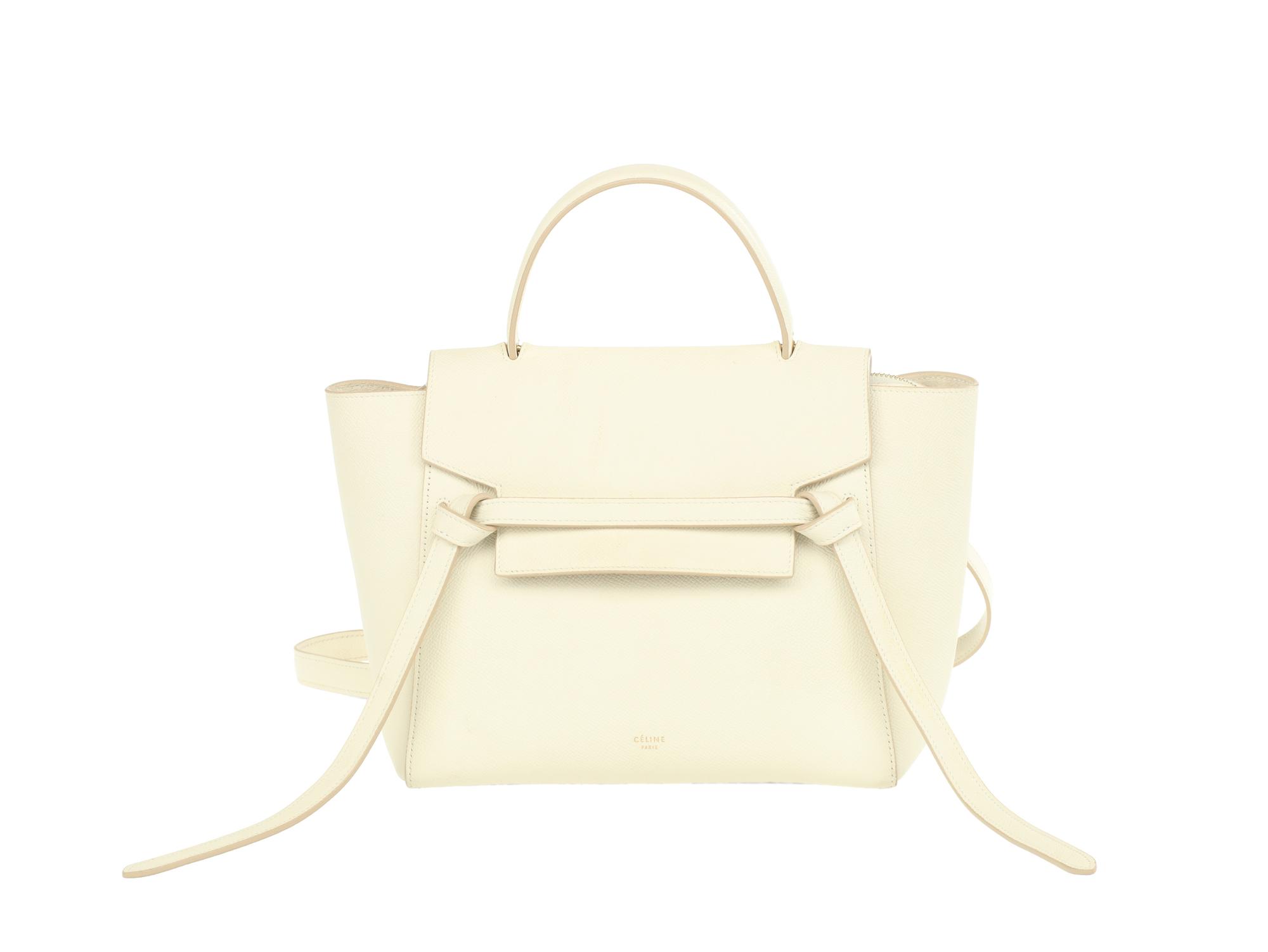 Céline White Nano Belt Bag in Grained Calfskin