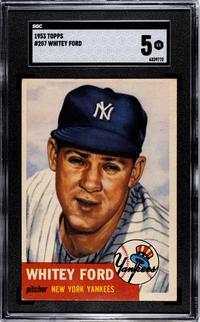 A 1953 Topps Whitey Ford Baseball Card No. 207 (SGC 5 EX)
