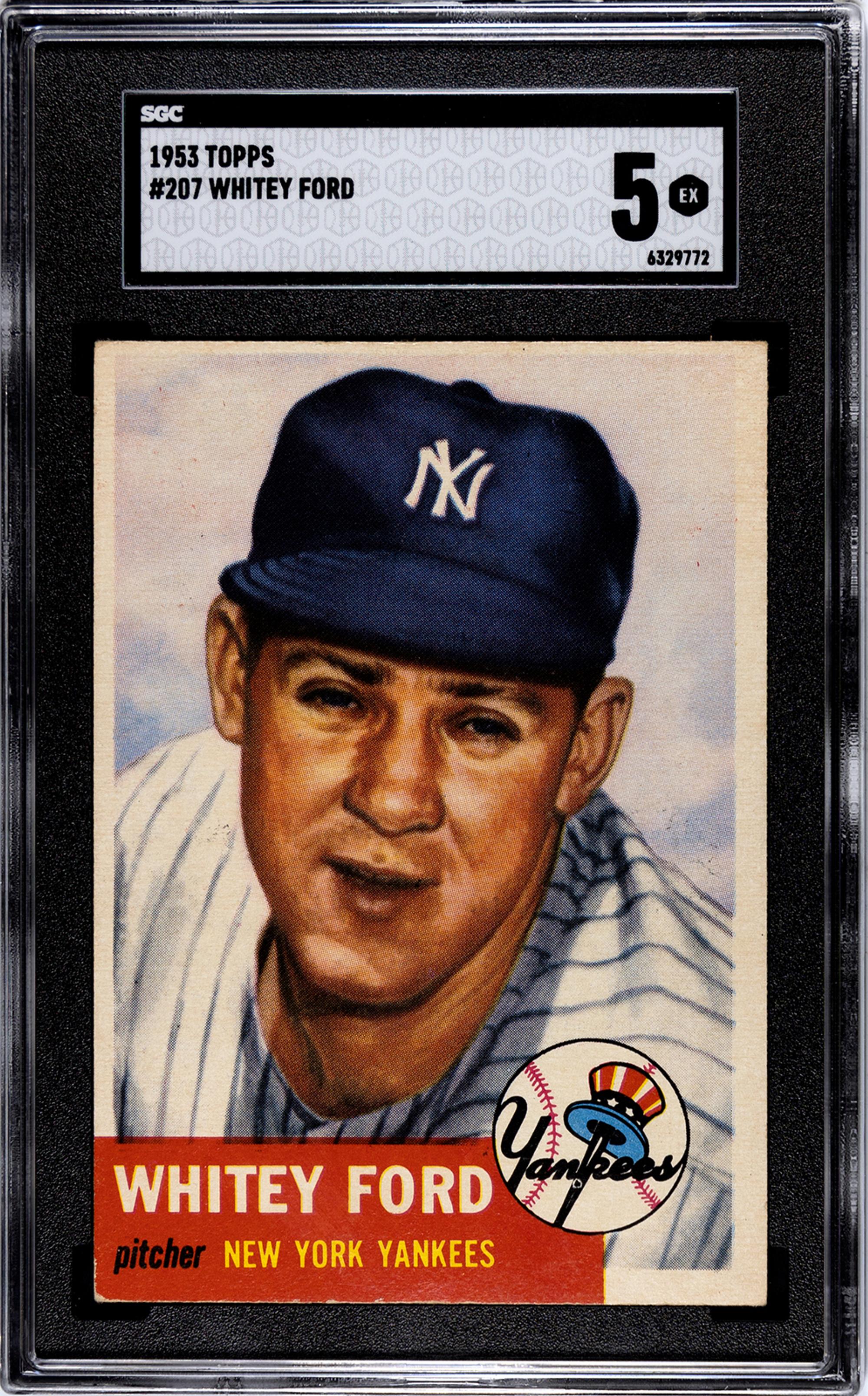 A 1953 Topps Whitey Ford Baseball Card No. 207 (SGC 5 EX)