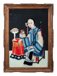 Two Chinese Export Reverse Glass Paintings