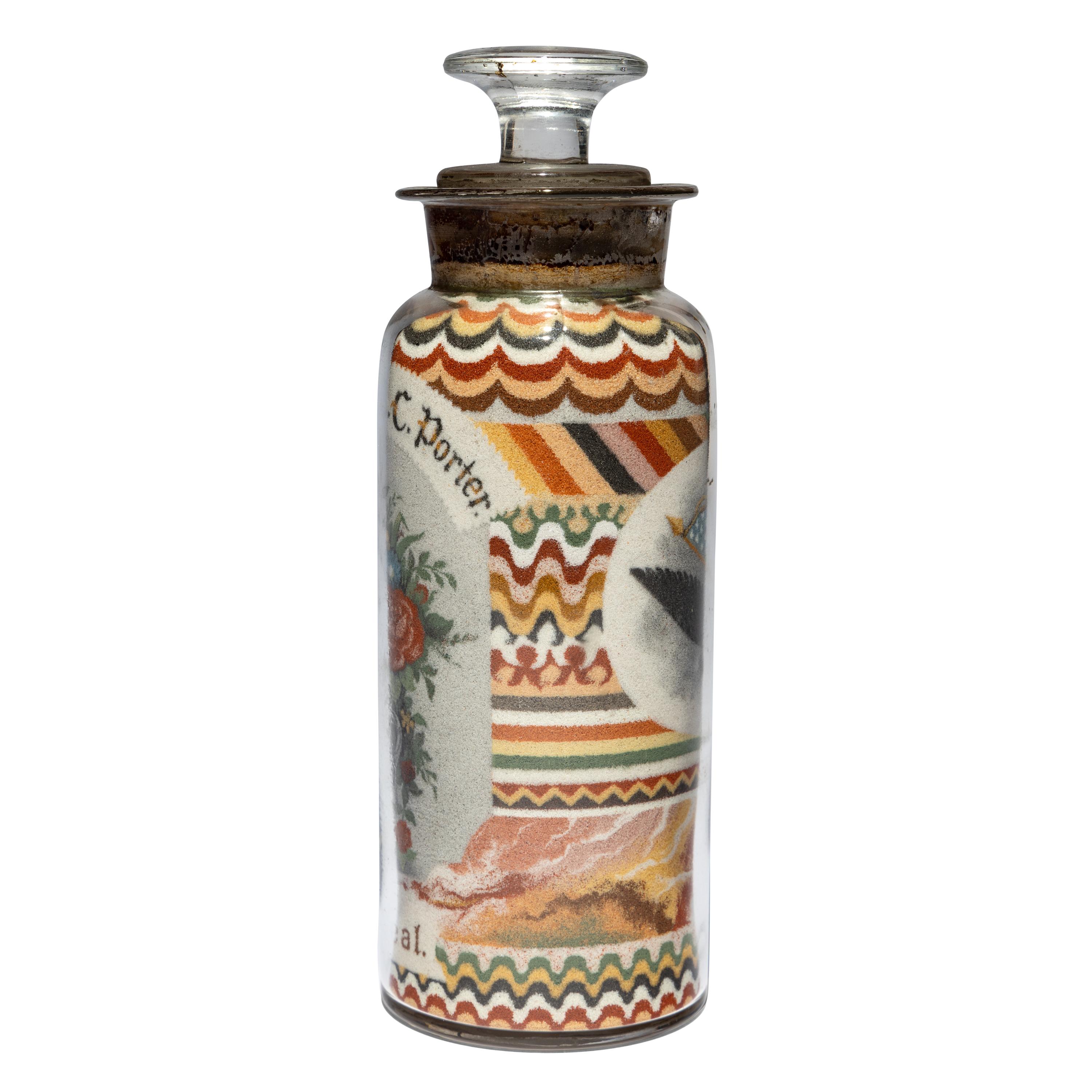 A Sand Art Bottle, Andrew Clemens (1857-1895), McGregor, Iowa, Circa 1886