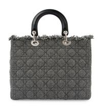 Christian Dior Gray Wool Cannage Medium Lady Dior Bag, 2011