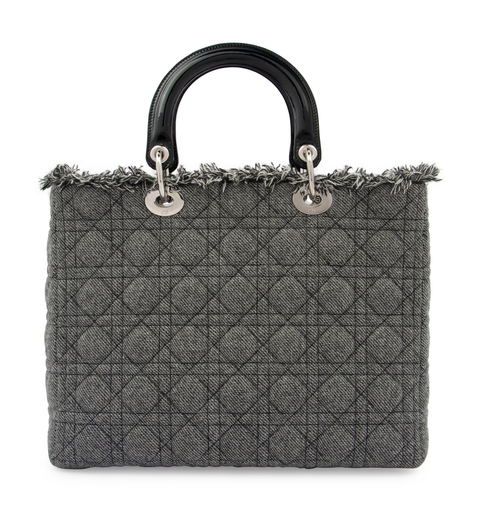 Christian Dior Gray Wool Cannage Medium Lady Dior Bag, 2011