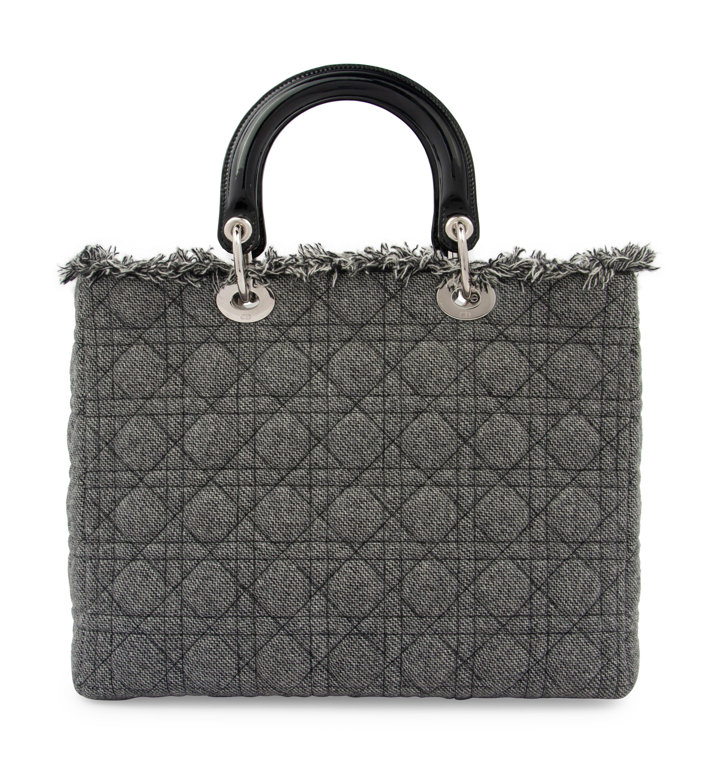 Christian Dior Gray Wool Cannage Medium Lady Dior Bag, 2011