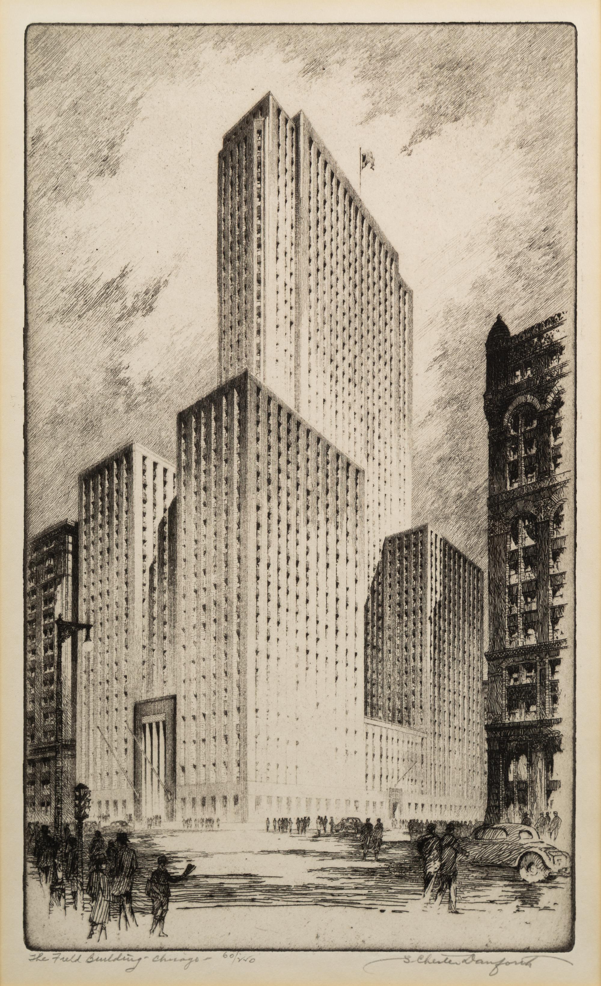 [CHICAGO ARCHITECTURE]. A group of 10 drypoint etchings by Otto J. Schnieder, Karl Warren, S. Chester Danforth and others, including: