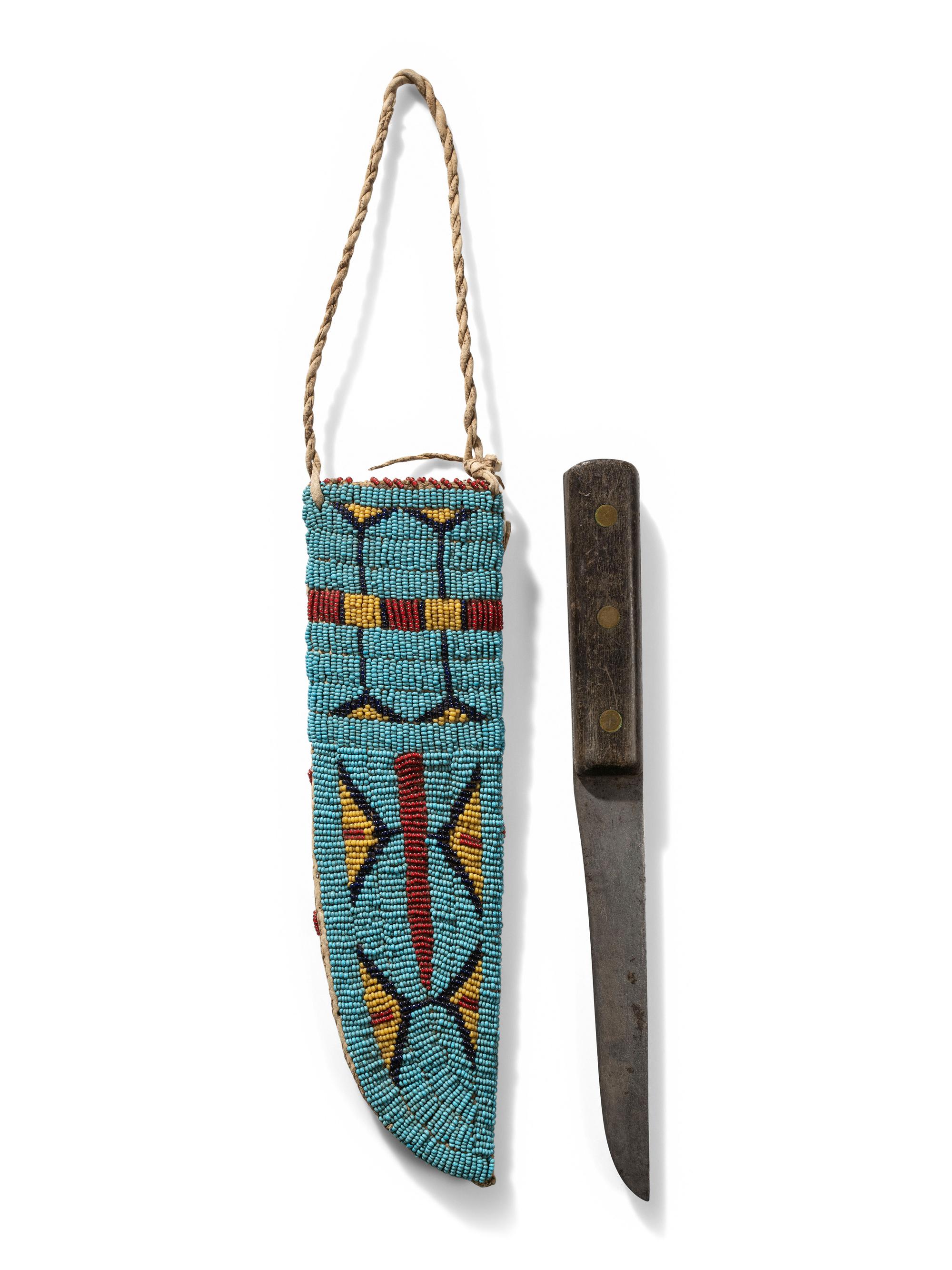 Sioux Beaded Buffalo Hide Knife Sheath