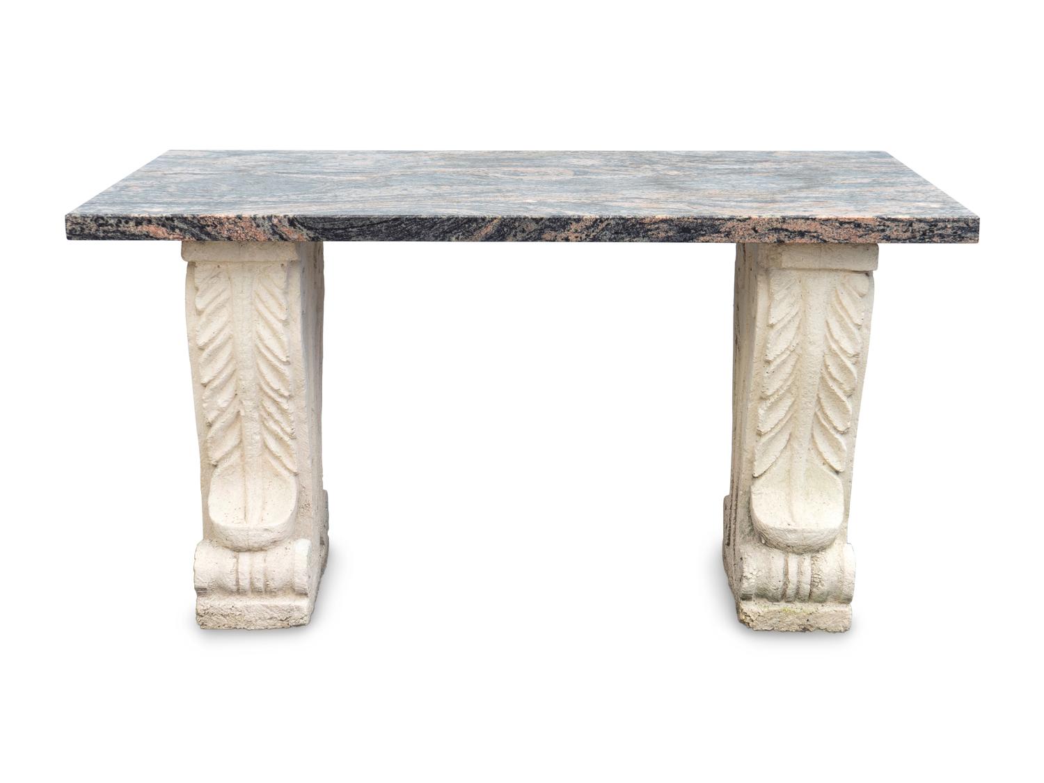 A Neoclassical Style Cast-Stone and Granite Table