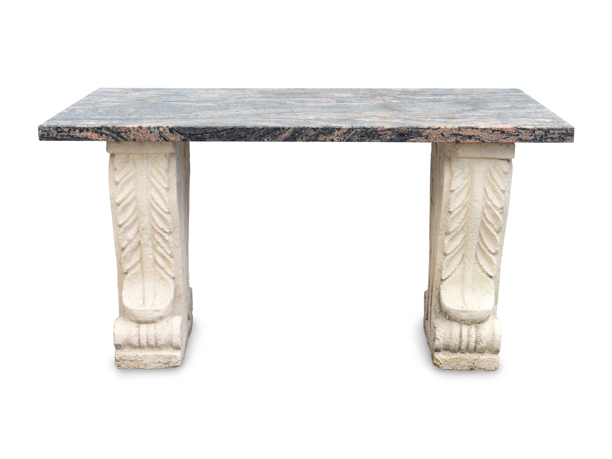 A Neoclassical Style Cast-Stone and Granite Table