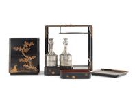 Two Japanese Gilt Decorated Lacquered Sage Jubako (Picnic Set)
