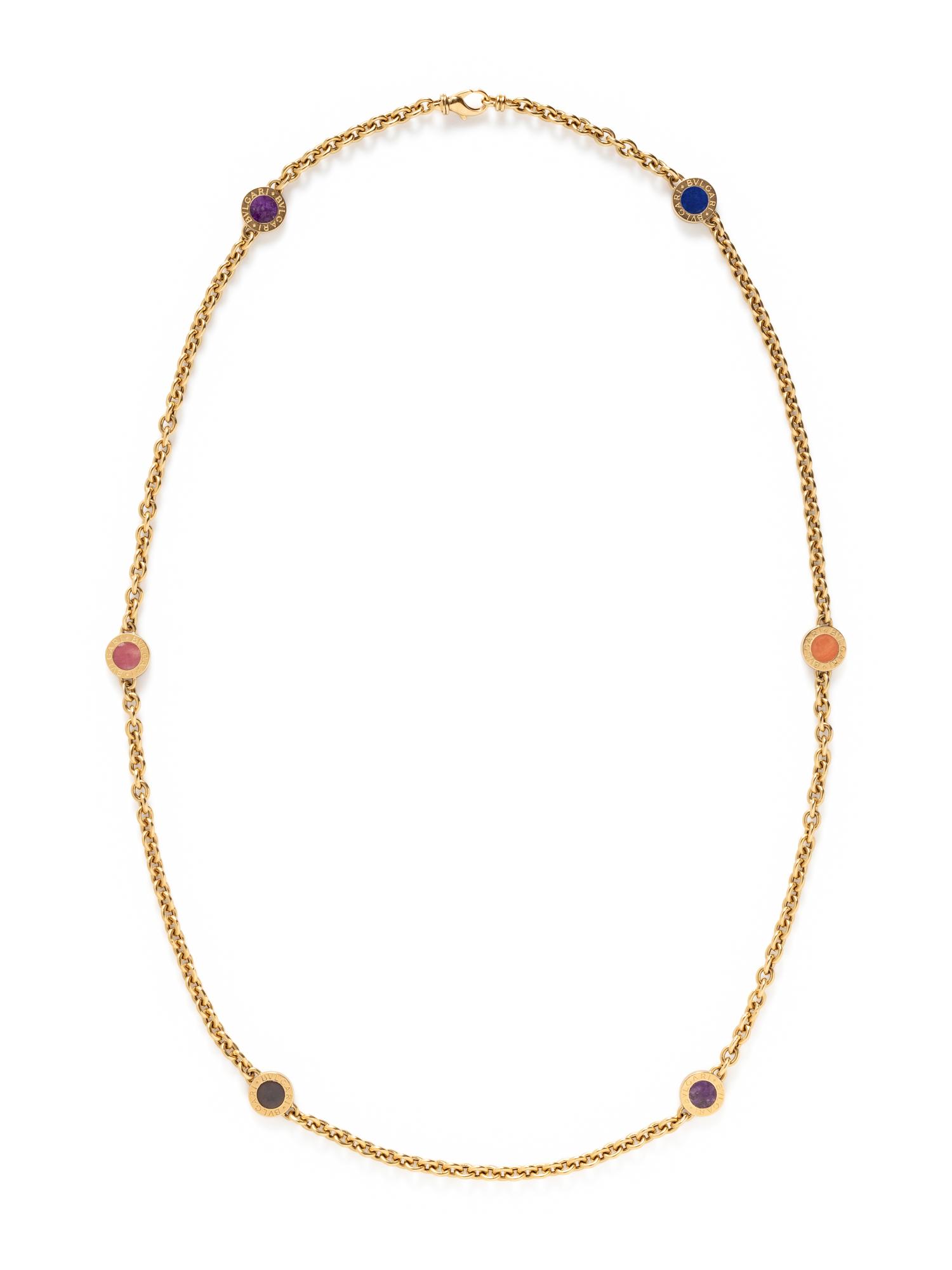 BULGARI, YELLOW GOLD AND MULTIGEM LONGCHAIN NECKLACE