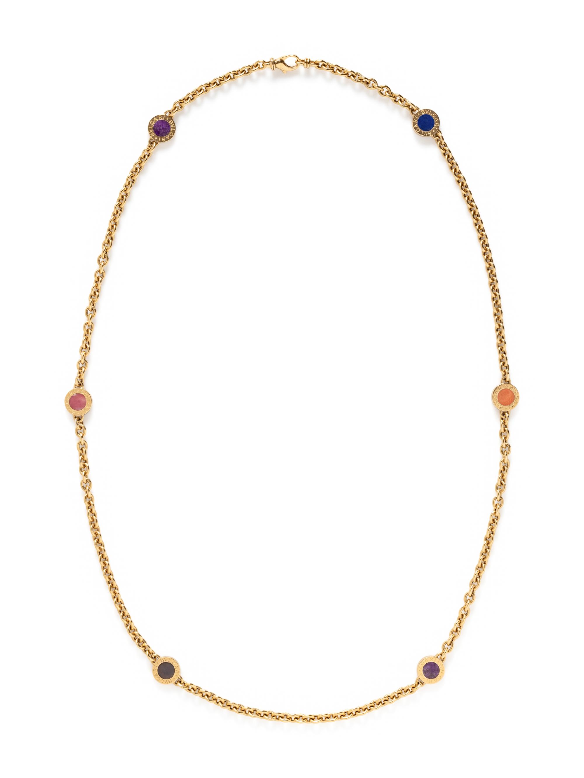 BULGARI, YELLOW GOLD AND MULTIGEM LONGCHAIN NECKLACE