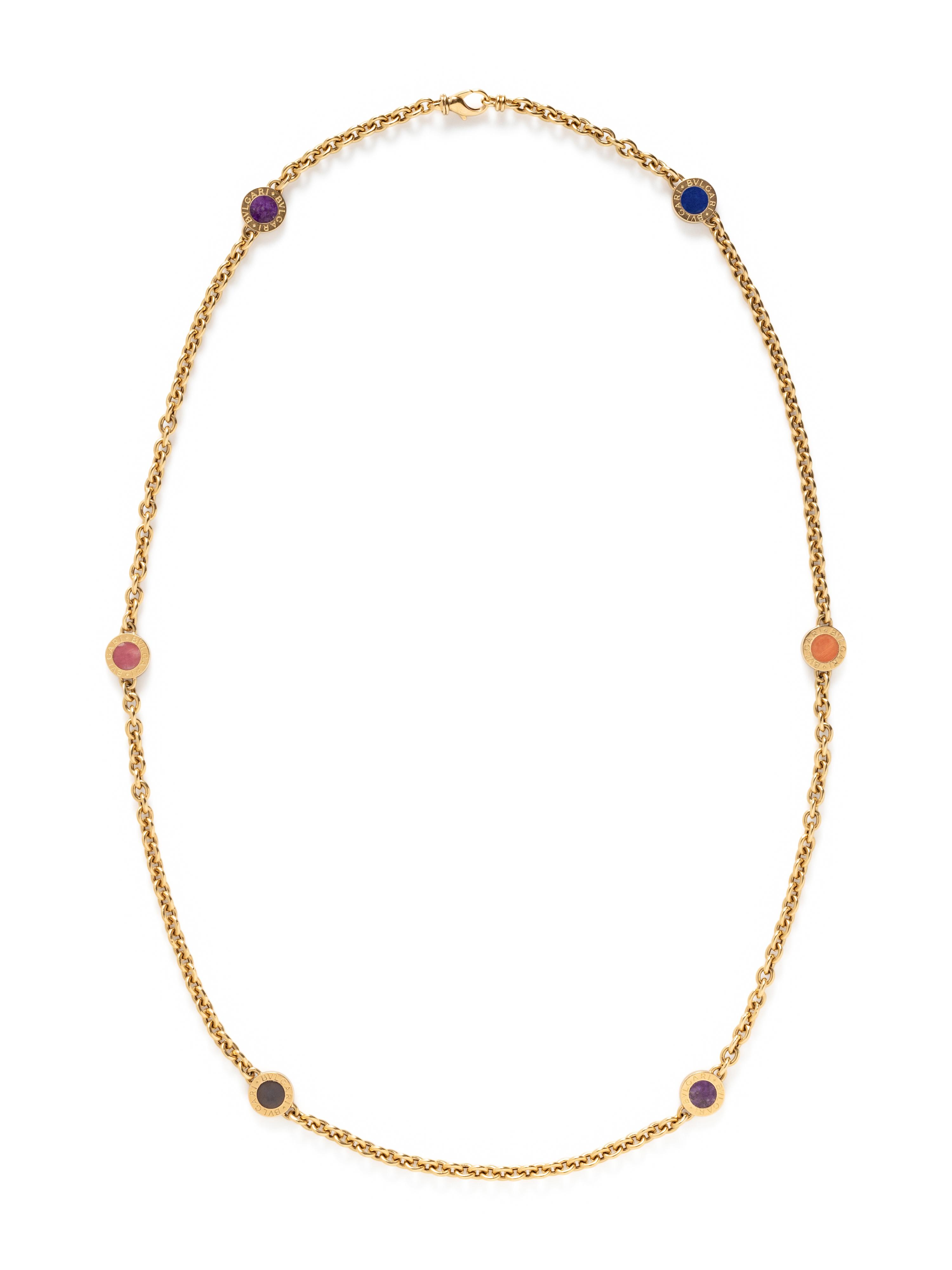 BULGARI, YELLOW GOLD AND MULTIGEM LONGCHAIN NECKLACE