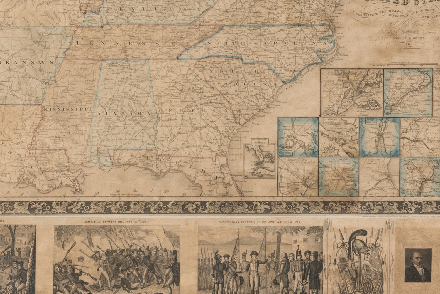 PHELPS & ENSIGN, Publishers. Phelps & Ensign's Traveller's Guide, and Map of the United States... New York: Phelps & Ensign, 1841 [copyright 1837].