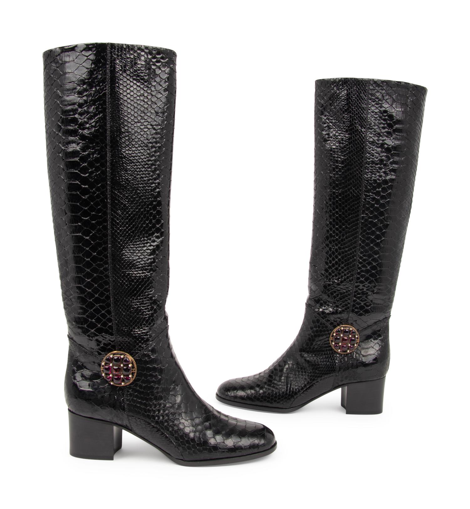 Unworn Chanel Black Leather Boots, 2013