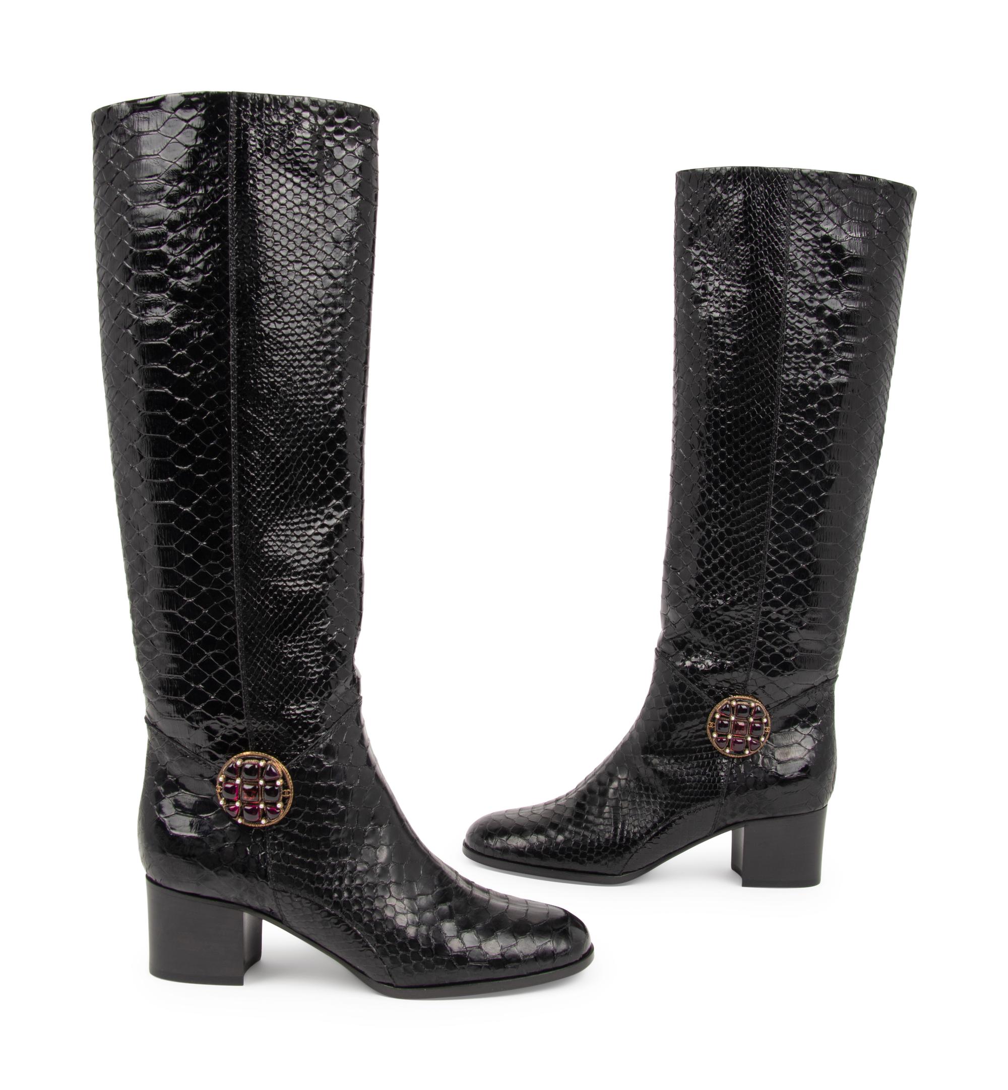 Unworn Chanel Black Leather Boots, 2013