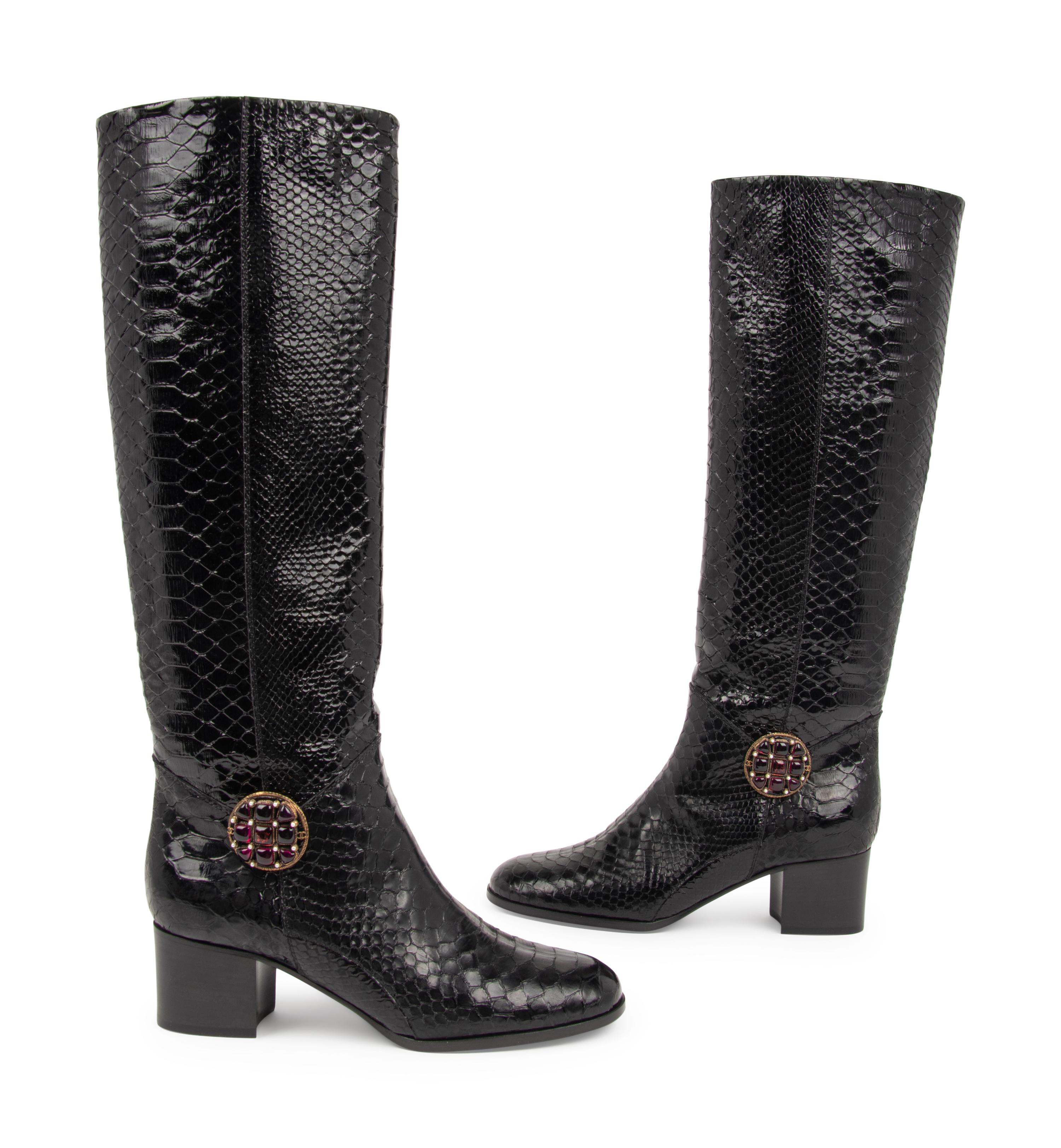Unworn Chanel Black Leather Boots, 2013