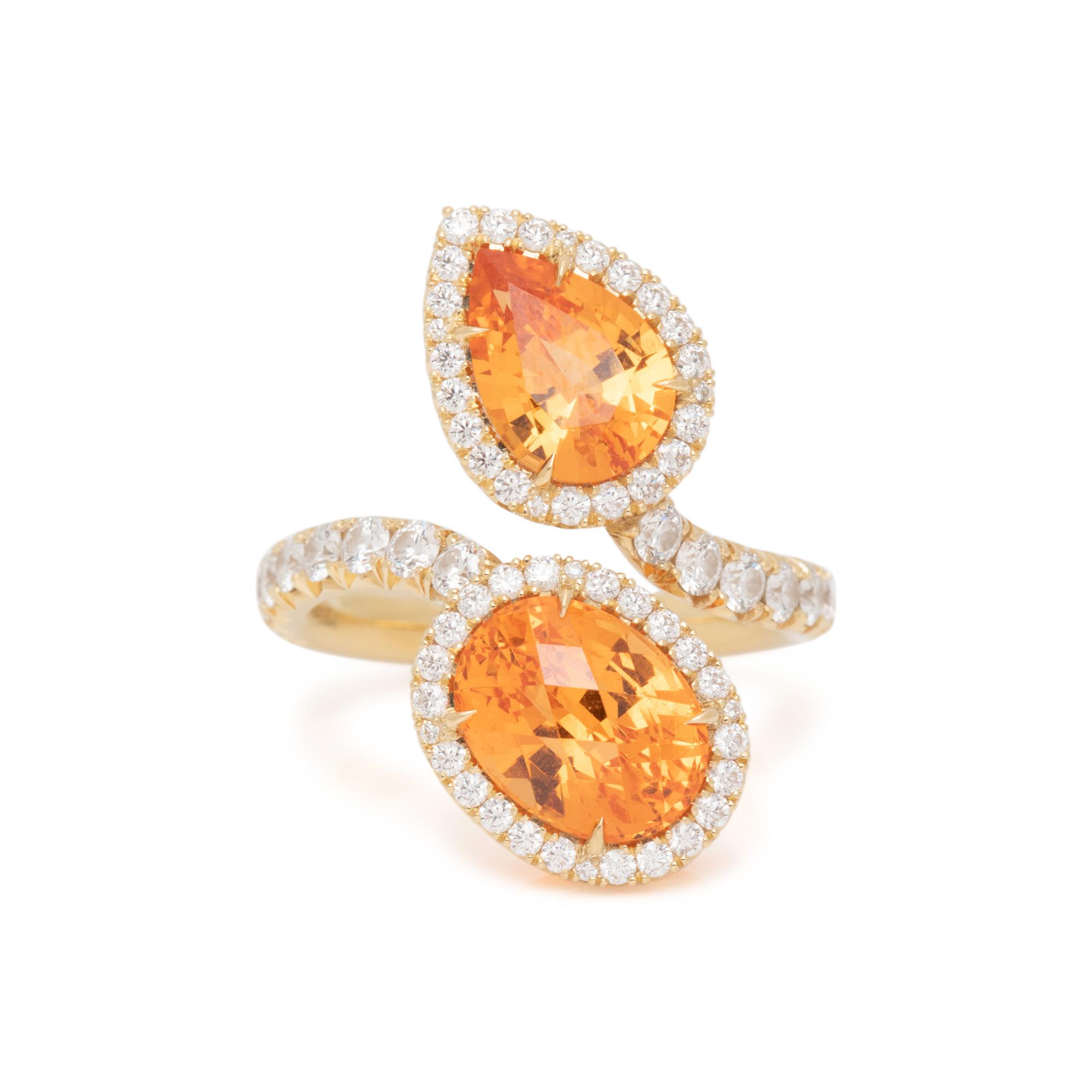 ORANGE GARNET AND DIAMOND RING