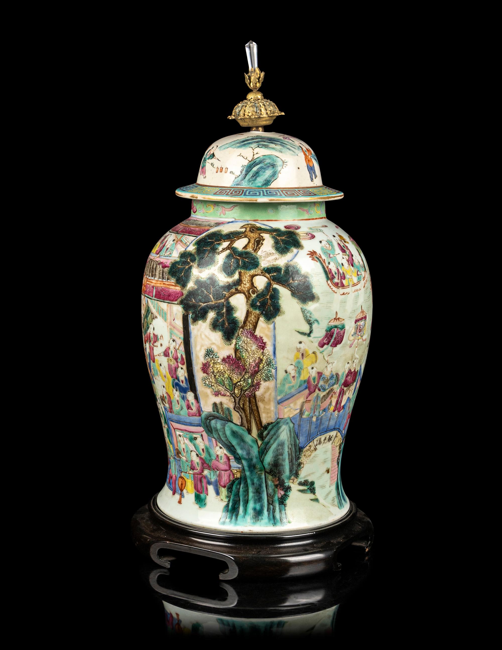 A Large Chinese Famille Rose Porcelain Covered Jar