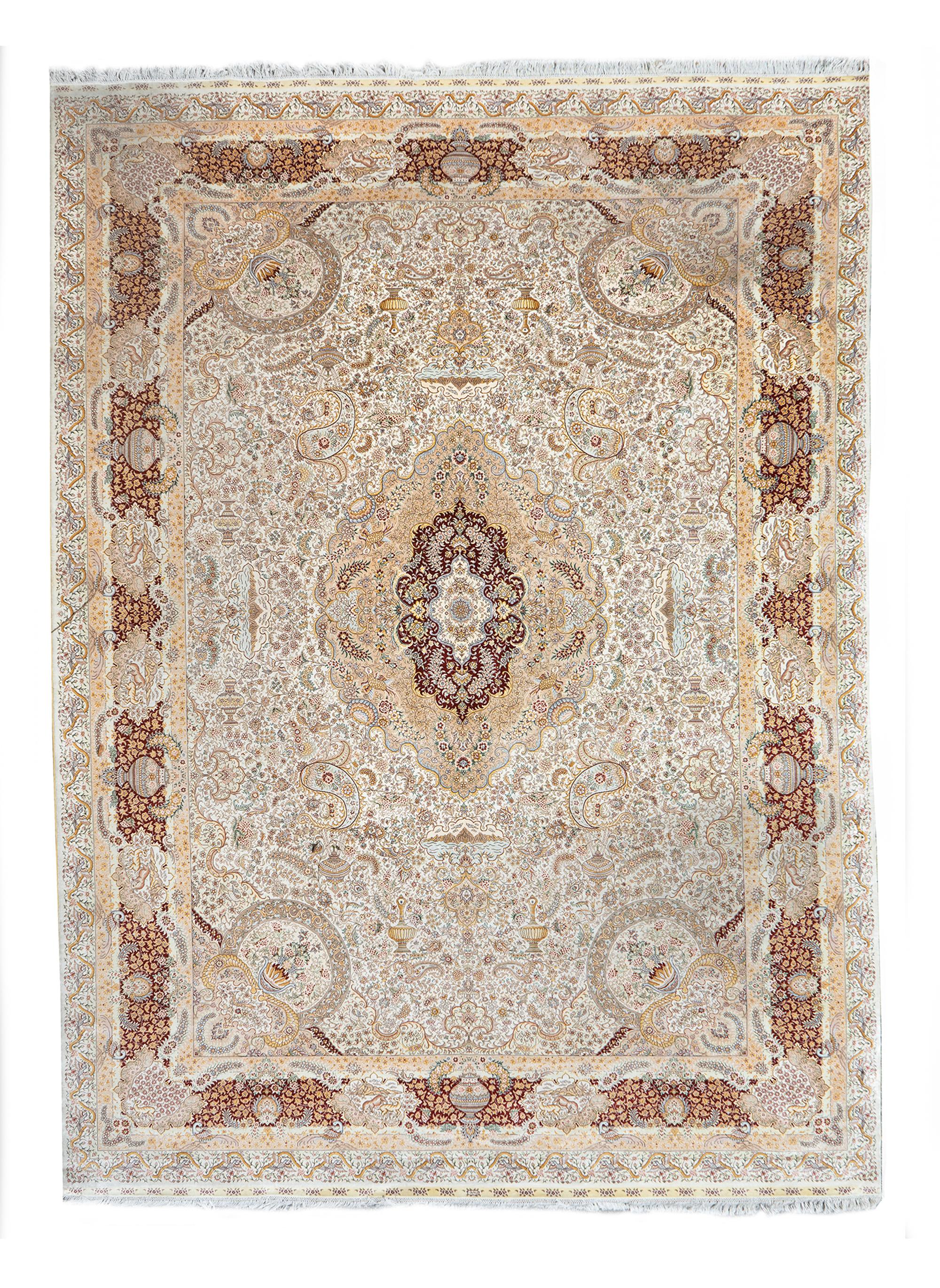 A Chinese Silk Rug of Tabriz Design — 20TH CENTURY