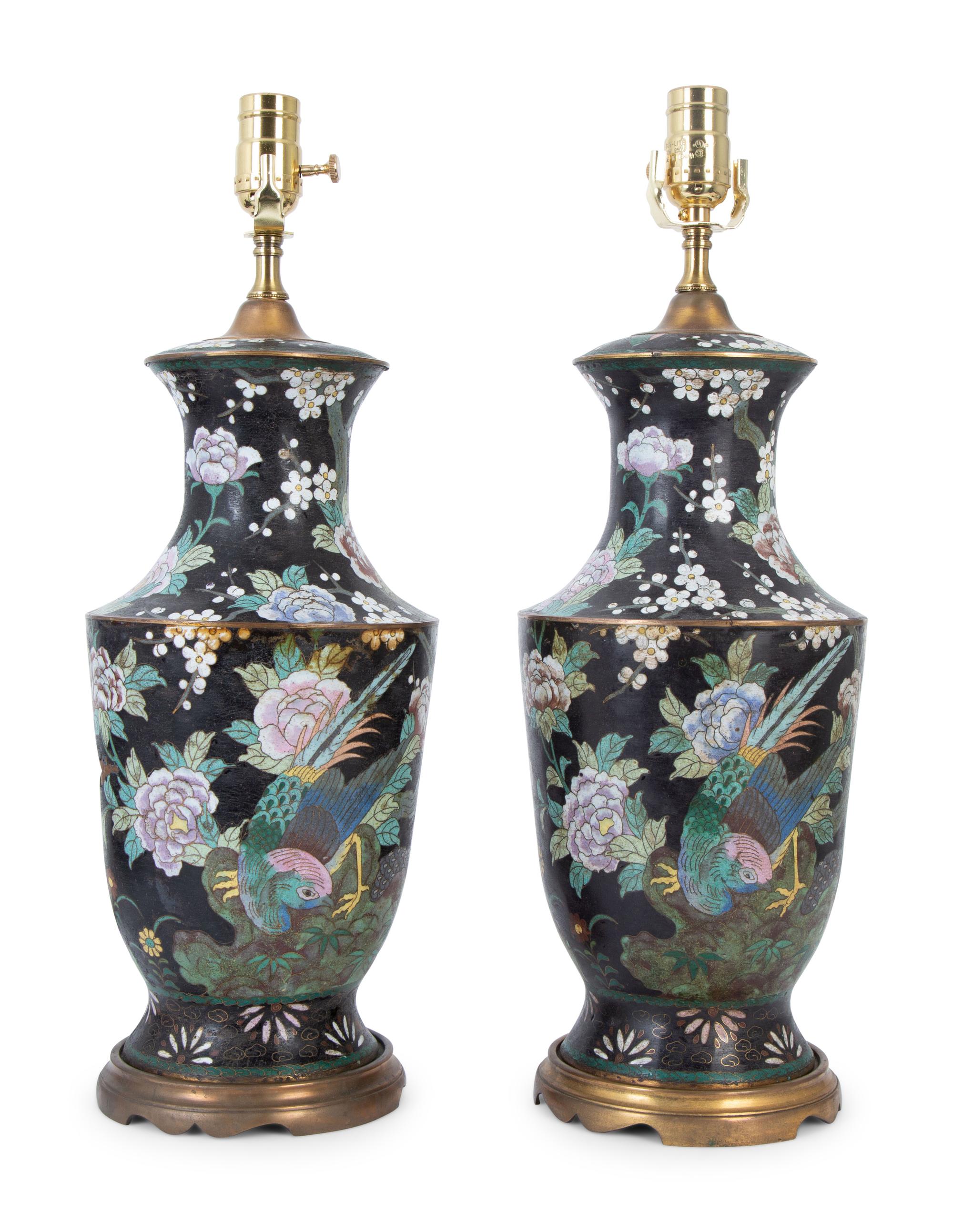 A Pair of Cloisonné Vases — 20TH CENTURY